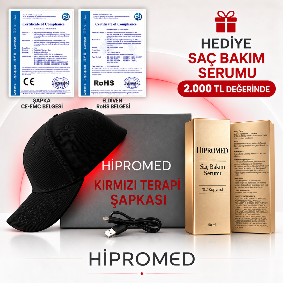 Hipromed Kırmızı Işık Lazer Şapka